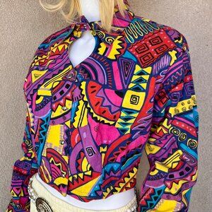 Funkiest Vintage Western Crop Top with 3 Keyholes